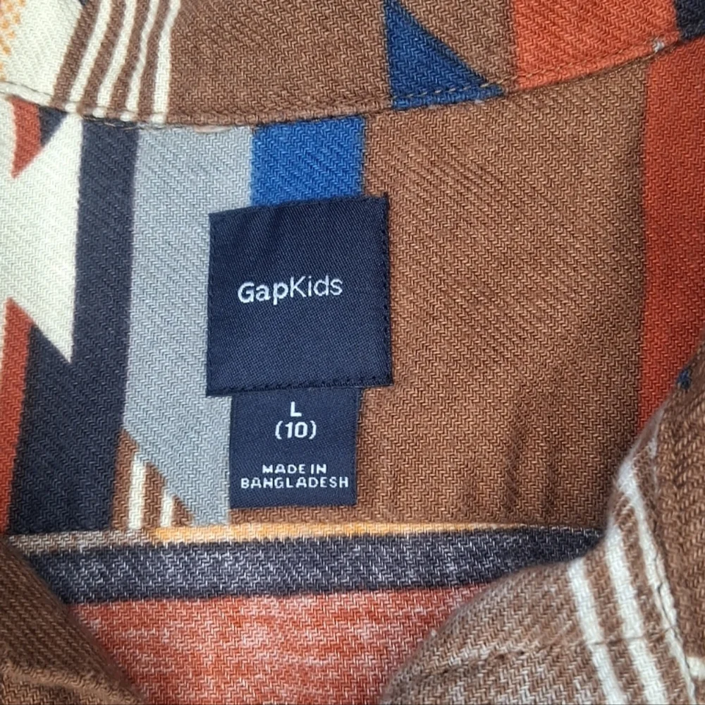 GAP Boys Kids Southwest Carpenter Button Down Shirt Rich Ginger Rodeo Size L (10